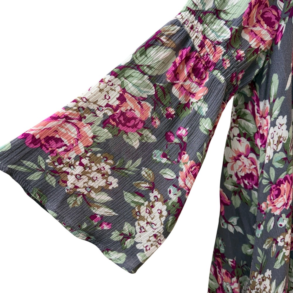 UMGEE Tunic Women LARGE Mini Dress Floral Bohemian Cottagecore Spring Party - Picture 3 of 10